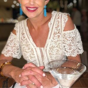 Rebecca Taylor lace crochet RESORT cruise cotton silk short sleeves dress